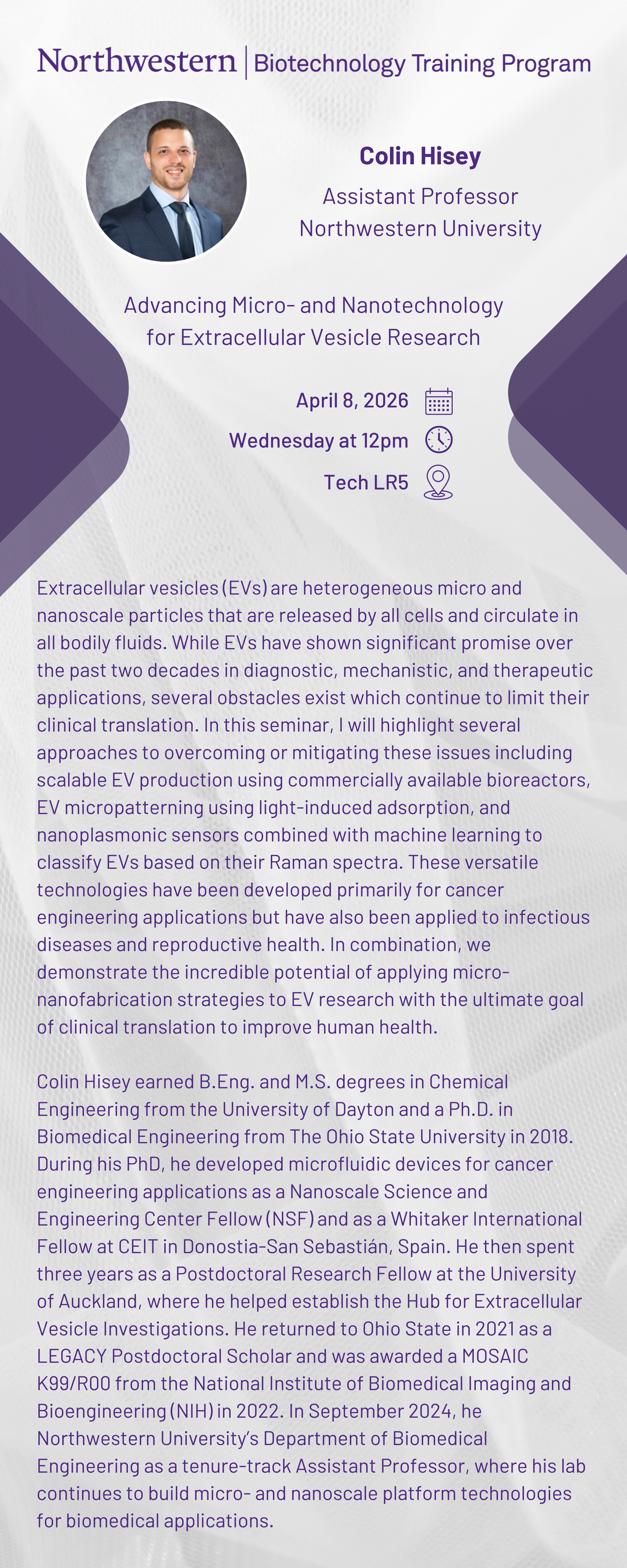 Colin Hisey Seminar Flyer