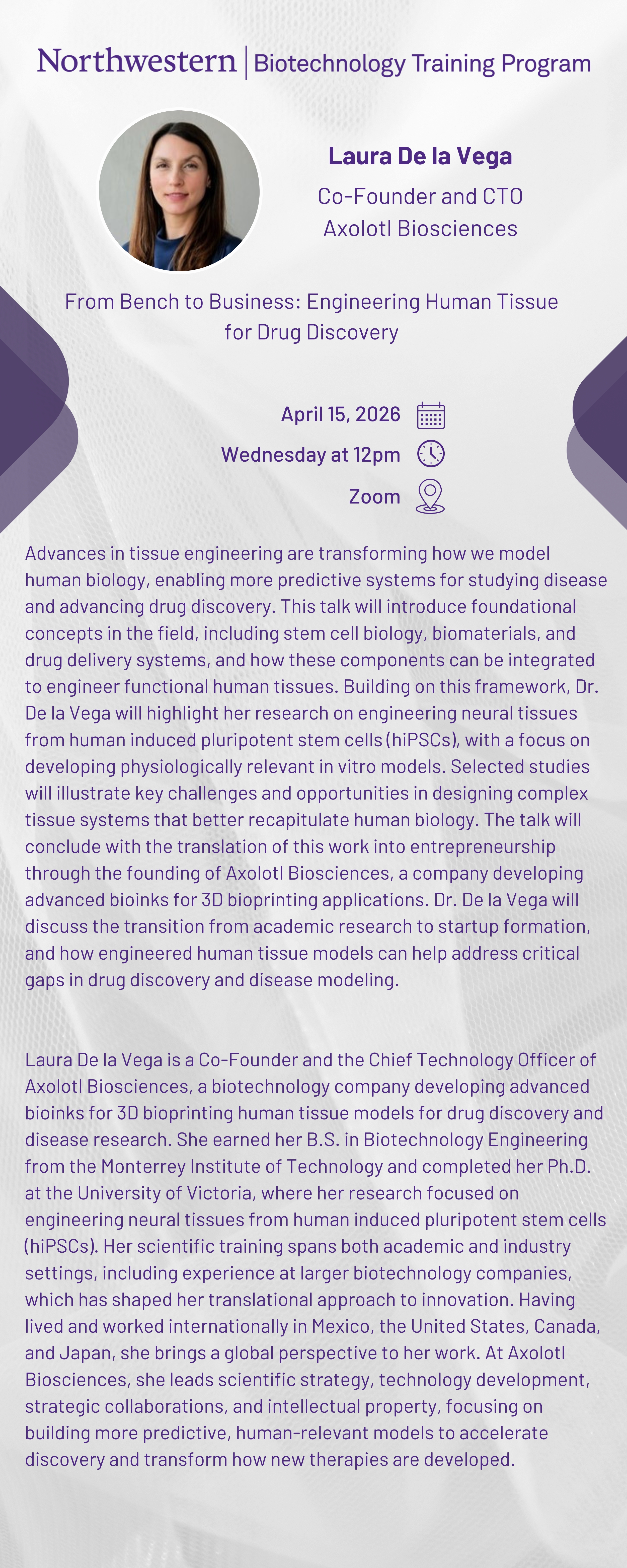 Laura De La Vega Seminar Flyer